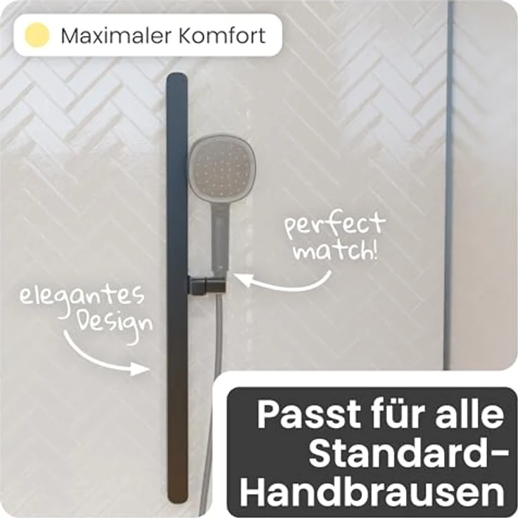 instmaier Cleo Duschstange, 78,5 cm höhenverstellbar, Schwarz, modernes Design, einfache Montage – Bild 4