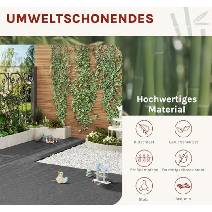 22er-Set WPC Terrassenfliese, Bodenbelag für Terrasse grau – Bild 4