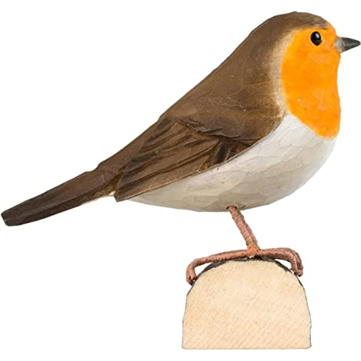 WILDLIFEGARDEN DecoBird Rotkehlchen WG4404, Handgeschnitzte Holz-Dekorationsfigur, Kleine Europäische Vögel, Umweltfreundlich bemalt – Bild 5