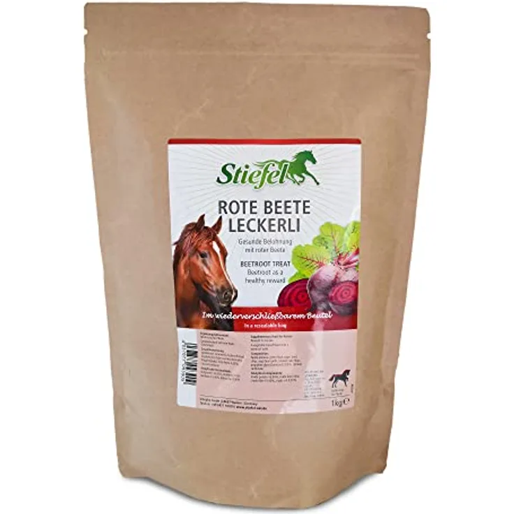 Stiefel Rote Beete Leckerli für Pferde, mit Rote Beete Geschmack, getreidefrei, ges&e Belohnung, ideal für Freizeit-, Sport-, Leistungs- & Zuchtpferden, 1kg