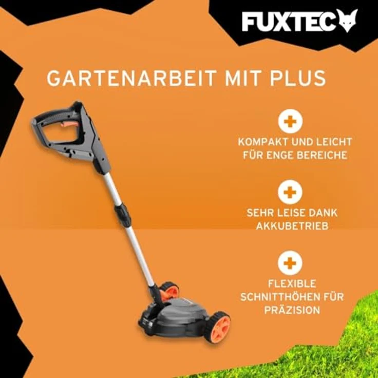 FUXTEC Akku Einhand-Rasenmäher FX-E1RMEH20, kompakter Gartenmäher mit 220mm Schnittbreite, 300W Leistung, 3-fache Schnitthöheneinstellung 30–50mm, flexible Kugelkopfsteuerung – Bild 4