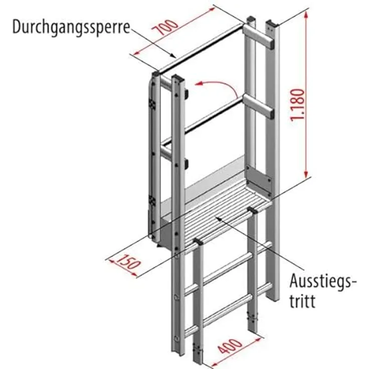 Hymer 0053298 Aluminium Ausstieg Breit mit Tritt