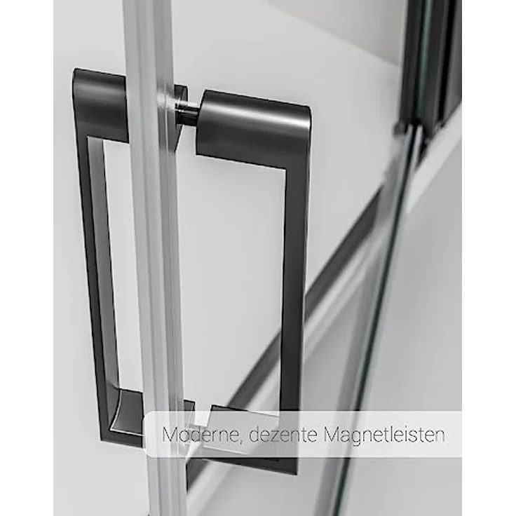 Bernstein Eckdusche EX416S, Nano 6mm Echtglas Schwarz - 80 x 80 x 195 cm, Duschkabine mit elegantem Schwarz und Nano-Beschichtung – Bild 7