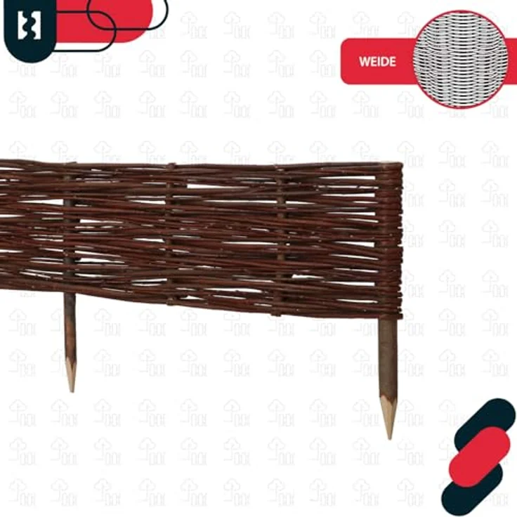 KOTARBAU® Beetbegrenzung Weidengeflecht 5er Set, Garten Beeteinfassung für Blumen und Gemüse, 100 x 20 cm, ökologisch und stabil – Bild 5