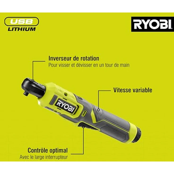 Ryobi Akku-Ratschenschrauber RR14W4-0, 4 Volt, 8 Nm Drehmoment, LED-Beleuchtung, ohne Akku und Ladekabel – Bild 8