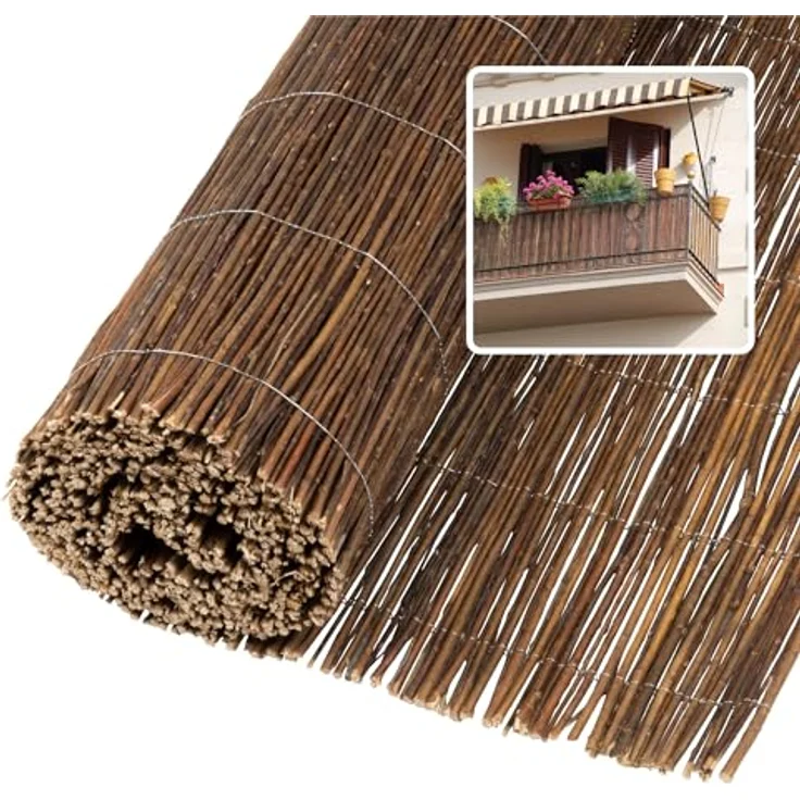 Jardinion Weidenmatte 120 x 300cm, Sichtschutz aus 100% Weide, für Balkon, Garten & Terrasse, einfache Montage – Bild 1