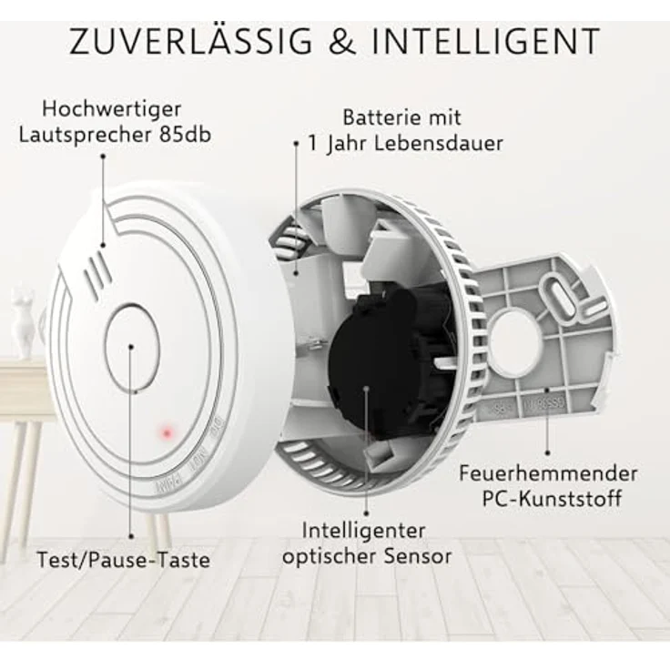ELRO Rauchmelderset DIN 14604 mit 1-Jahres Batterie - 4x Brandschutz Detektoren – Bild 7