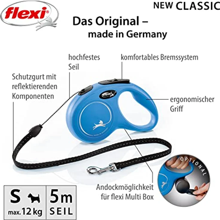 Flexi Hundeleine New Classic S Länge: 5 m, blau – Bild 2