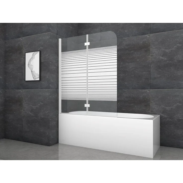 Marwell Badewannenfaltwand Pulse 2, Einscheibensicherheitsglas, mit weißem Aluminiumprofil