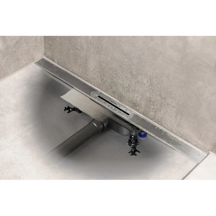 KALDEWEI FLOWLINE ZERO 2401, Duschrinne aus Edelstahl, 120 cm Länge mit Click'n Clean®-System, höhenverstellbaren Ausgleichsteilen, flexibel kürzbar auf 60 cm