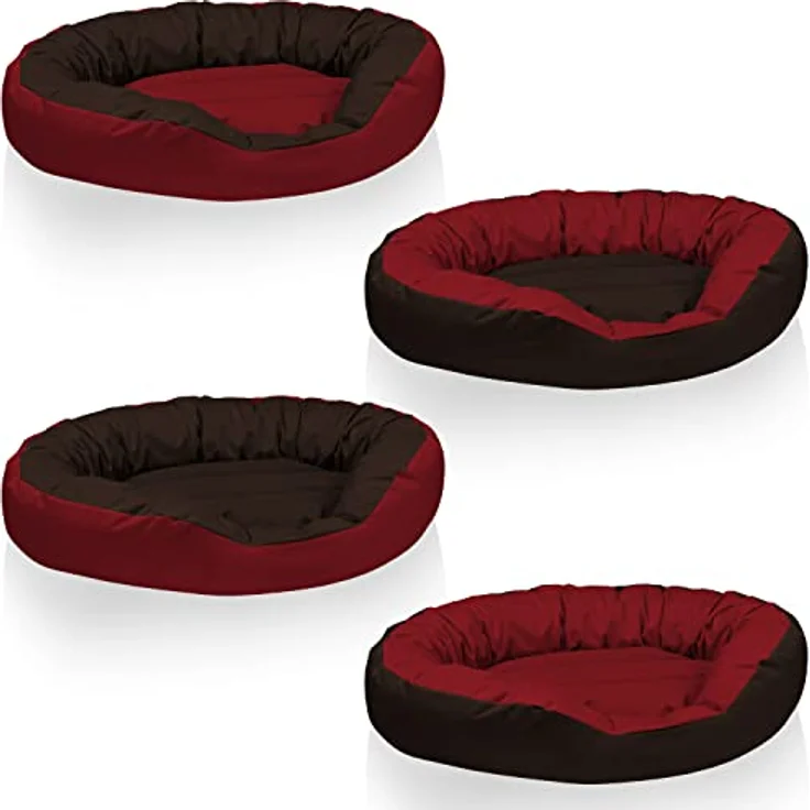 BedDog® Hundebett Sunny, großes Hundekörbchen aus Cordura, waschbares Hundebett mit Rand, Hundekissen oval, Größe L, Sultan, rot/braun – Bild 1