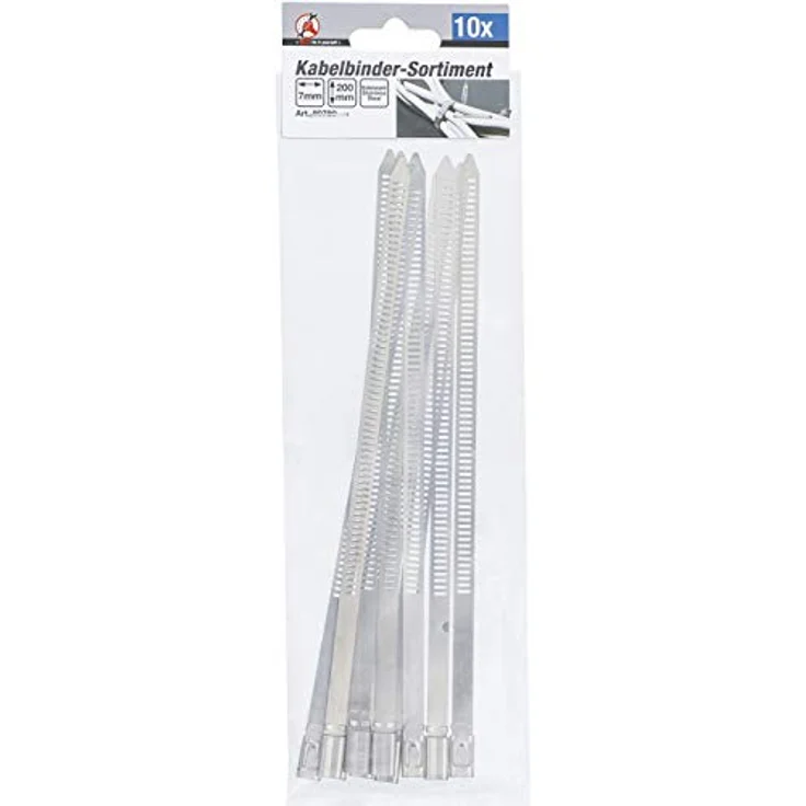 BGS Diy 80780 | Kabelbinder-Sortiment | 10-tlg. | Edelstahl | rostfrei | 7,0 x 200 mm | Set – Bild 4