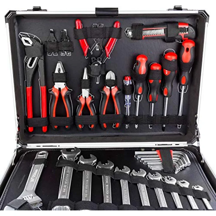 Dewalt Alu Werkzeugkoffer mit Werkzeug 176 tlg Aluminium Werkzeugkasten Werkzeugsset – Bild 3