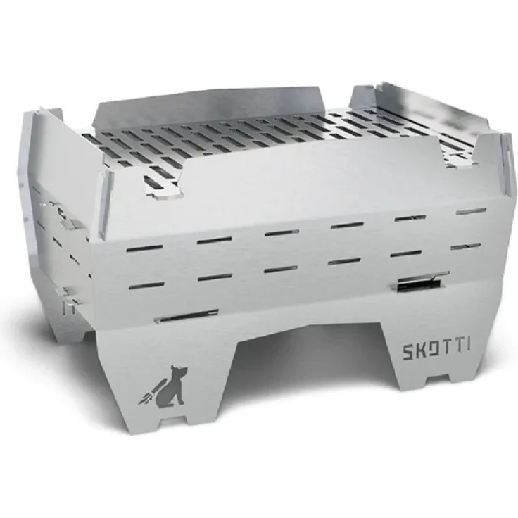 SKOTTI Grill Mini Holzkohlegrill Campinggrill faltbar mit Tasche, 304er Edelstahl, 1,9 kg, 24 cm x 16,5 cm, schickes SKOTTI Design