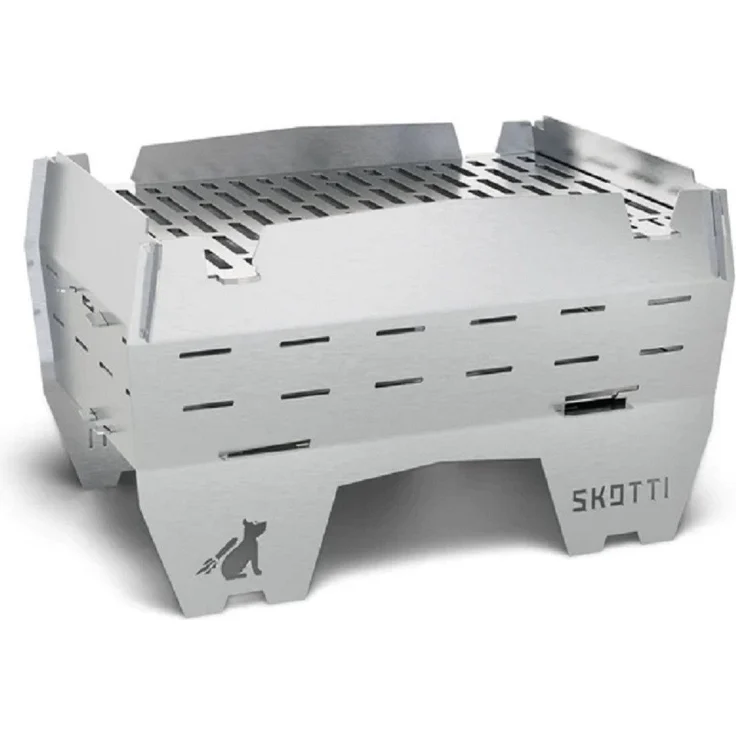 SKOTTI Grill Mini Holzkohlegrill Campinggrill faltbar mit Tasche, 304er Edelstahl, 1,9 kg, 24 cm x 16,5 cm, schickes SKOTTI Design