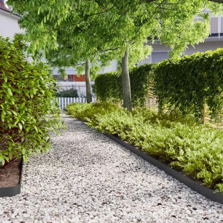 vidaXL Rasenkanten 10 STK. Schwarz 10x103 cm Kaltgewalzter Stahl, Gartenkante, Einfassung für Rasenflächen, Wegeinfassung, Beetumrandung – Bild 2