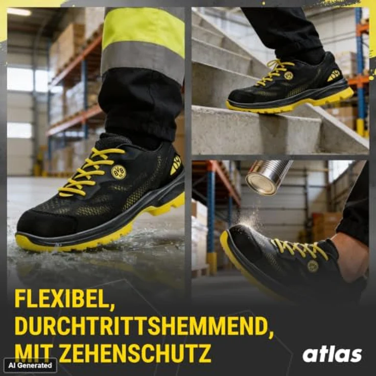 Atlas Malocher 09 S1P, Sicherheitshalbschuhe mit Alu-tec Kappe, metallfreier Durchtrittsicherheit, Größe 38, Weite 10, ESD-Ausstattung – Bild 5