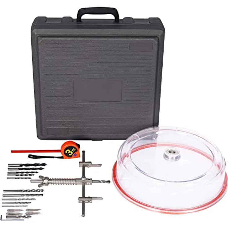 Wiltec Kreisschneider Ø40-200mm, Lochsägen-Set mit ABS-Staubschutz und 10 Bohrern