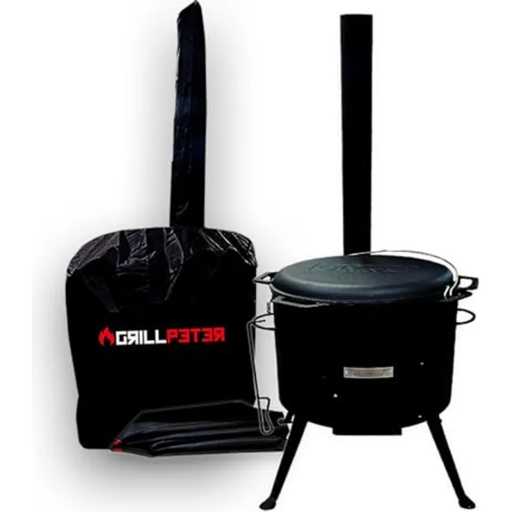 Grillpeter Grillabdeckhaube für Utschak, wasserabweisend, Schwarz, geeignet für Schornstein bis Ø45 cm