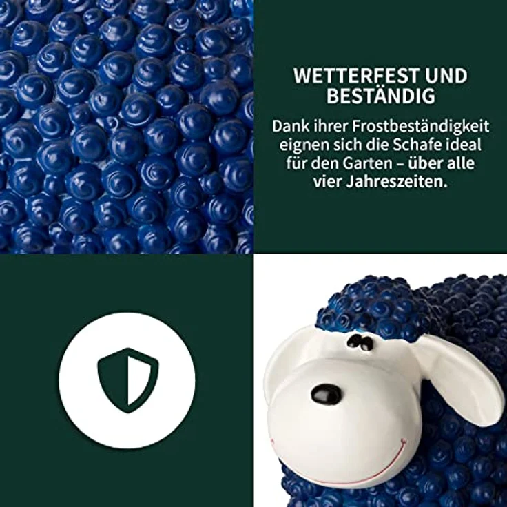 VERDOBA Mini Deko Schaf Molly, wetterfeste Gartendeko Figur in Blau, ca. 21 x 12,5 x 16,5 cm, standfest aus robustem Kunstharz – Bild 4