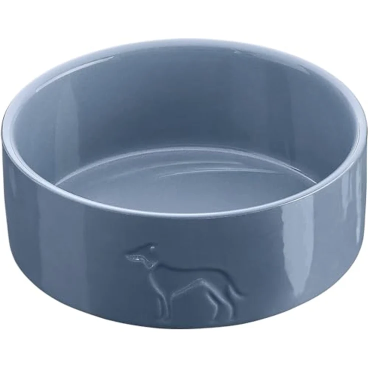 HUNTER Keramik-Napf Osby Glazed, Futter- und Trinknapf aus stabiler Keramik, taubenblau, 1900 ml, rutschhemmender Silikonrand, spülmaschinengeeignet – Bild 1