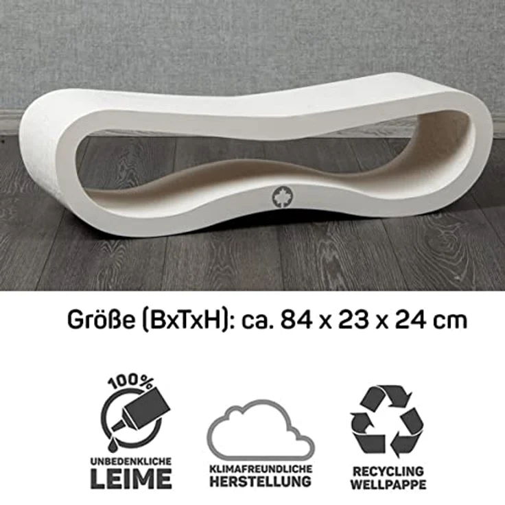 CanadianCat Company | Orbit 2.0 Kratzbrett - White Edition | Kratzpappe Katzen Lounge in weiß | ca. 84 x 24 x 23 cm – Bild 3