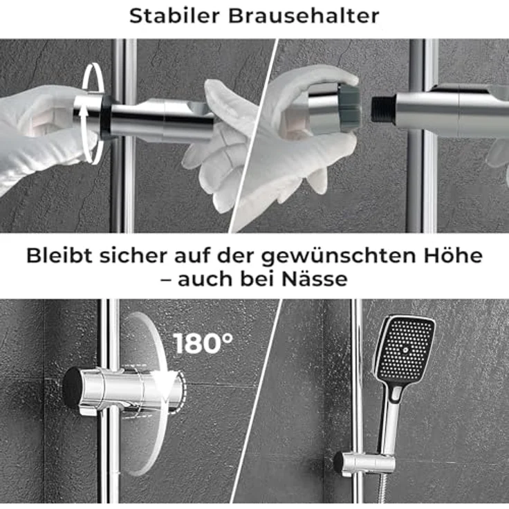 Görbach Duschset Edelstahl Duschstange mit verstellbarer Duschkopfhalterung, 100 cm, rostbeständig, Chrom – Bild 5