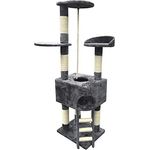 Dehner Katzen-Kratzbaum Kira, ca. 158 x 50 x 40 cm, Sisal/Plüsch, grau