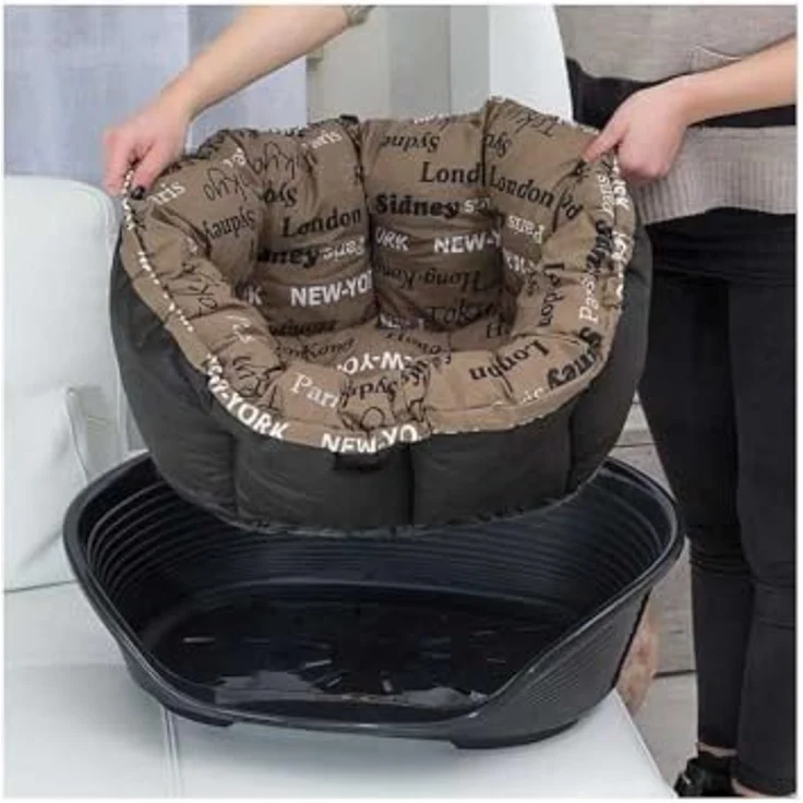 Ferplast Hundebett Sofa' 4, Kunststoffkorb mit waschbarem gepolstertem Hundekissen, 64 x 48 x h 25 cm – Bild 3