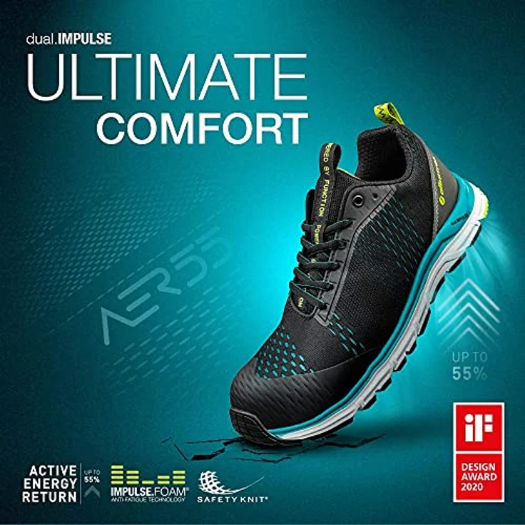 Albatros AER55 IMPULSE LOW Sicherheitsschuh, ultraleicht mit IMPULSE.FOAM Zwischensohle für 55% Energierückgabe, sportliches Design – Bild 9