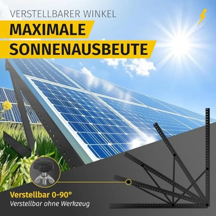 avoltik Balkonkraftwerk Halterung, Solarpanel Halterung bis 114 cm, neigungsverstellbar 0-90°, leichtes Aluminium, ideal für Dach, Balkon & Boden – Bild 5