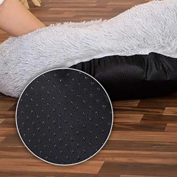 lionto Hundebett rund Hundekissen Hundesofa Katzenbett Donut, (S) 40 cm Ø hellgrau – Bild 5