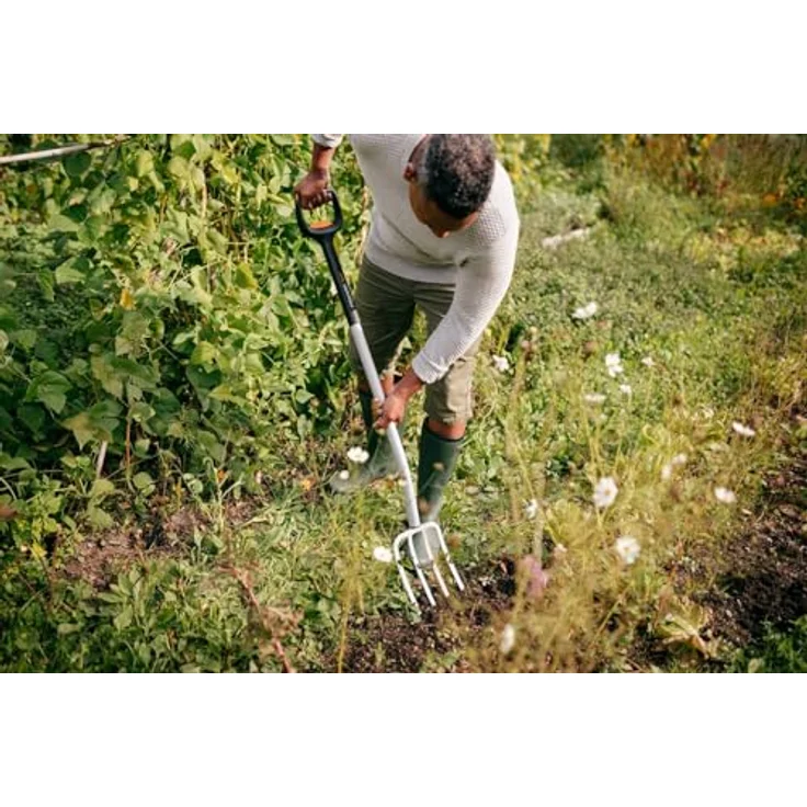 Fiskars Teleskop-Spatengabel, 4 Zinken, für harte steinige Böden, Länge 1,10 - 1,30 m, Borstahl, Schwarz/Silber, SmartFit, 1070717 – Bild 5