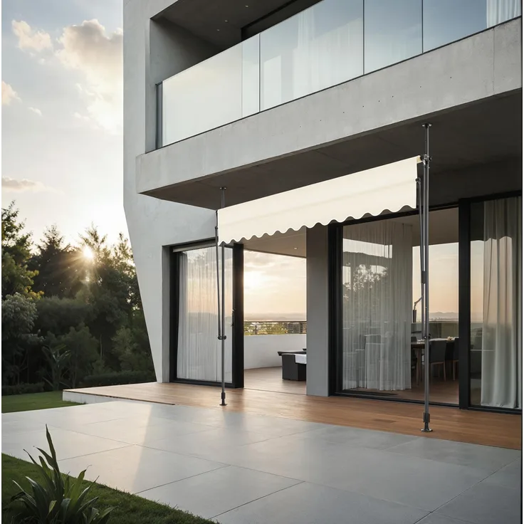 Tectake Klemmmarkise mit Handkurbel, höhenverstellbar - 300 x 180 cm, beige, UV-beständig, wasserabweisend