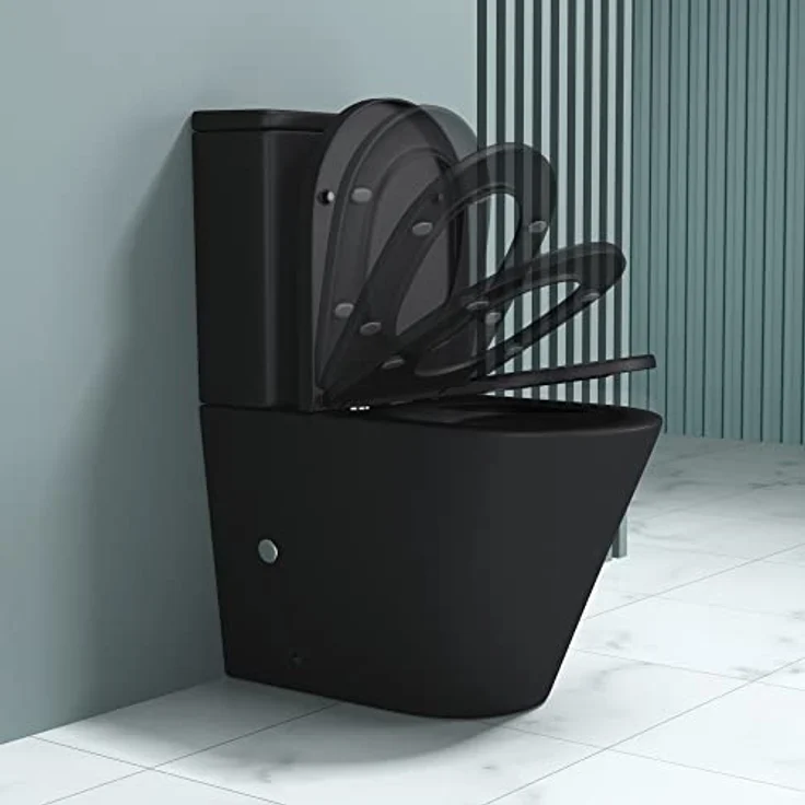 doporro Design-WC Stand108T inkl. Softclose Absenkautomatik 36x60,5x82,5cm Stand-Toilette Anthrazit spülrandlos – Bild 3