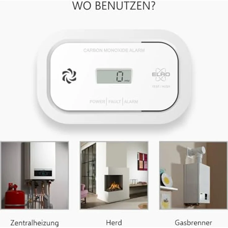 ELRO FC5003 Kohlenmonoxidmelder, 10-Jahres-Sensor mit LCD Display und 3 Jahre Batterien, zuverlässiger Schutz laut EN50291 – Bild 3