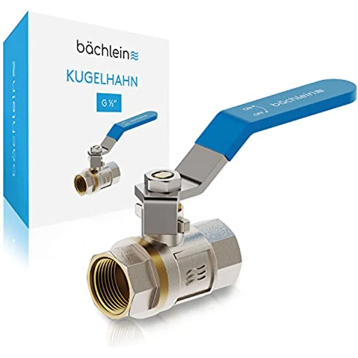 Bächlein Universal Kugelhahn – Kugelventil aus Messing mit Hebel-Griff und beidseitigem 1/2 Zoll Innengewinde – Absperrventil mit vollem Durchgang – Bild 1