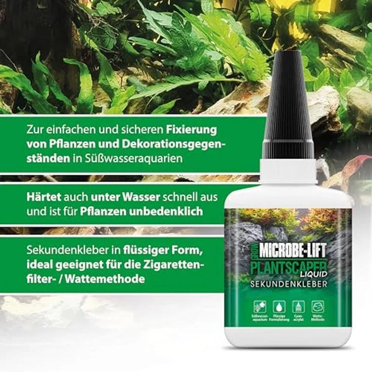 MICROBE-LIFT Plantscaper - 50 g flüssig - Pflanzenkleber für Aquascaping, schnell & ergiebig, ideal zum Befestigen von Pflanzen, Moosen & Wurzeln in Süßwasseraquarien – Bild 3