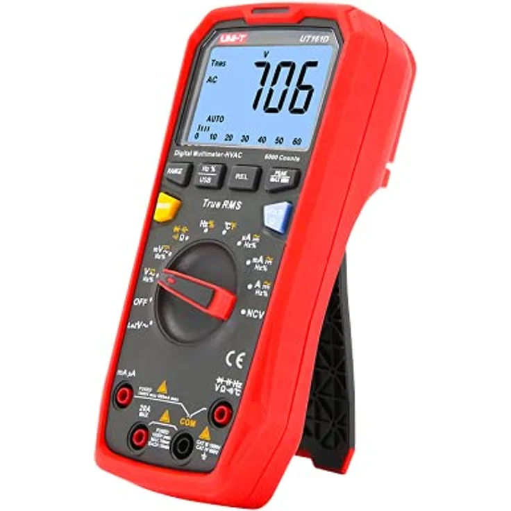 UNI-T Digitaler Universalmessgerät UT161D, Multimeter für AC/DC Spannung, Strom, Kapazität, Temperaturmessung, Diodentest, True RMS, modernes Design – Bild 2
