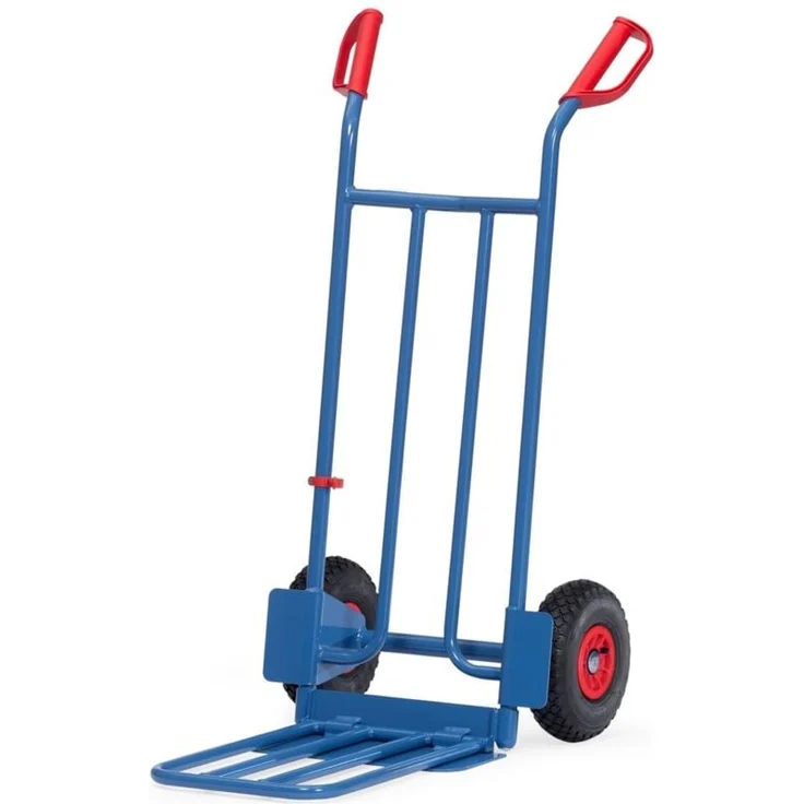 Fetra Paketkarre, klappbar mit Lufträdern 260 x 85 mm, stabile Stahlrohr-Klappschaufel, blau RAL 5007, Tragkraft 250 kg – Bild 1