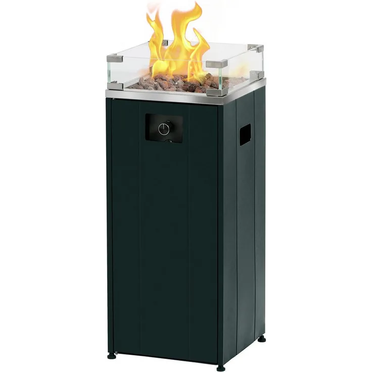 Buschbeck Feuerstelle Malta, Grill mit Lavasteinen, BxLxH: 38x38x91 cm, für 11 kg Gasflasche, Piezozündung, Sicherheitsglas