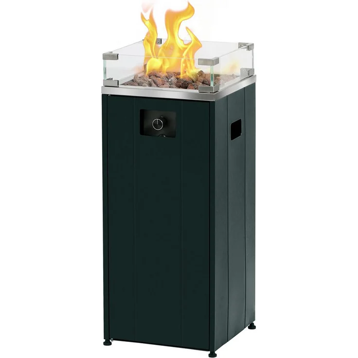 Buschbeck Feuerstelle Malta, Grill mit Lavasteinen, BxLxH: 38x38x91 cm, für 11 kg Gasflasche, Piezozündung, Sicherheitsglas