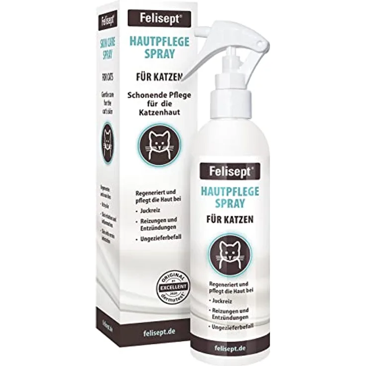 Felisept Hautpflegespray für Katzen, 250ml, regeneriert und pflegt bei Juckreiz und Hautreizungen, von Tierärzten empfohlen