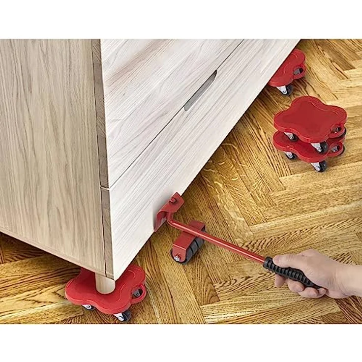 TOOLCRAFT Möbel-Transportroller, 5-teiliges Set mit 360° drehbaren Rollen, Traglast max. 400 kg – Bild 3
