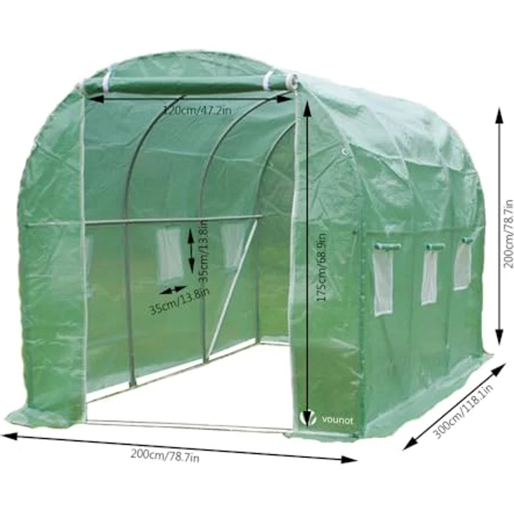 Gewächshaus Foliengewächshaus Winterfest Tomatenhaus Folientunnel, 3x2x2m 6m² - Vounot – Bild 2