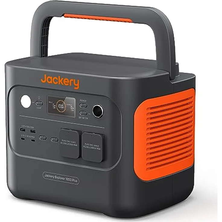 Jackery Explorer 1000 Plus Tragbare Powerstation, 1264Wh LiFePO4 Batterie mit 2x 2000W AC Ausgängen, Erweiterbar auf 5kWh für Urlaub RV Camping Notfall