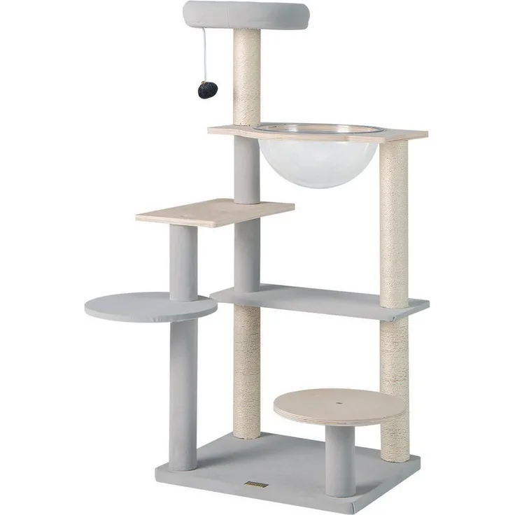 COSTWAY Kratzbaum, mit Plattformen & Raumkapsel, 113cm, Natur