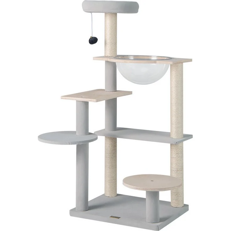 COSTWAY Kratzbaum, mit Plattformen & Raumkapsel, 113cm, Natur