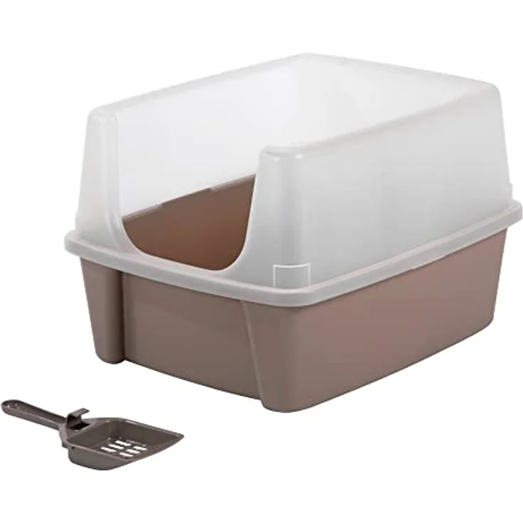 Iris Ohyama, Tablett, Kunststofftoilette mit Tragegriff und Schaufel, B48,5 x T38 x H30 cm, Einheit, erhöhter Rand, CLH-12, Taupe – Bild 1