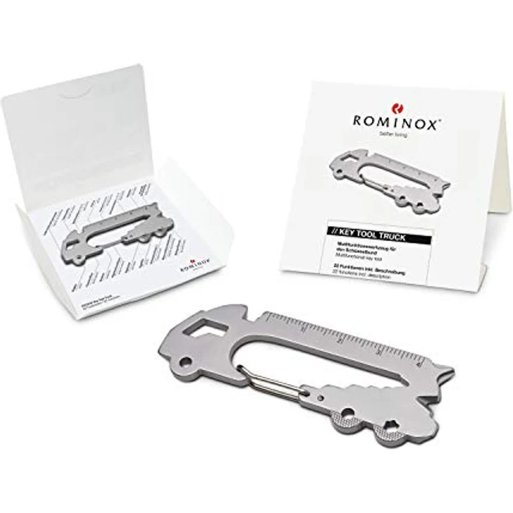 ROMINOX Key Tool Truck, Edelstahl Multitool mit 22 Funktionen für Schlüsselanhänger, originelles Geschenk für Adventskalender – Bild 1
